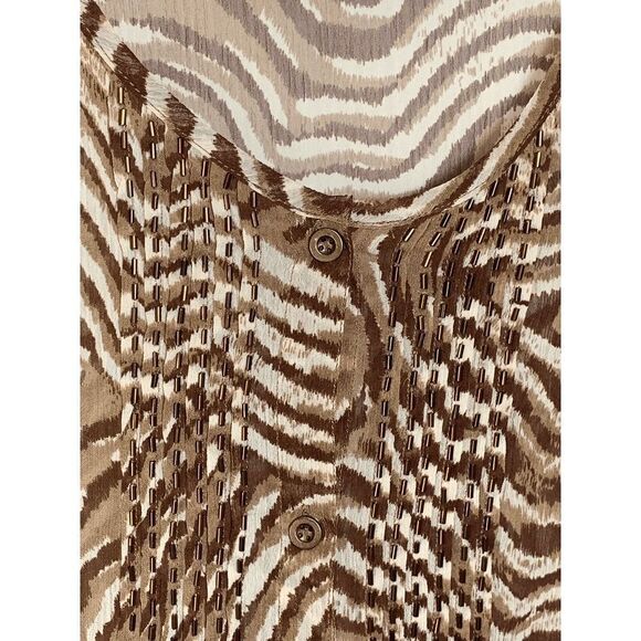 Multiples Women's Brown Animal Print Pullover Tunic Blouse Top Plus Size 1X - Picture 2 of 8